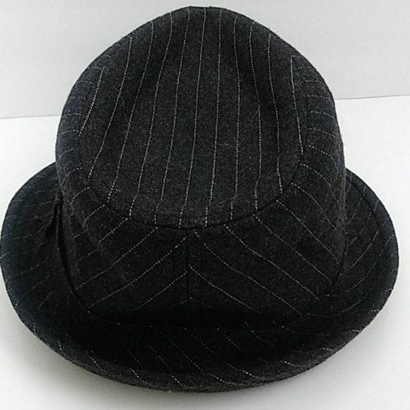 GRANULE GRAY PINSTRIPE WOOL BLEND FEDORA HAT - Picture 2 of 14